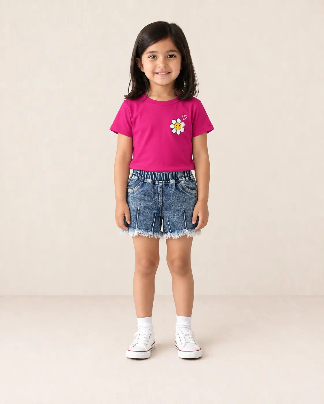 Girls' Frayed Hem Acid Wash Denim Shorts