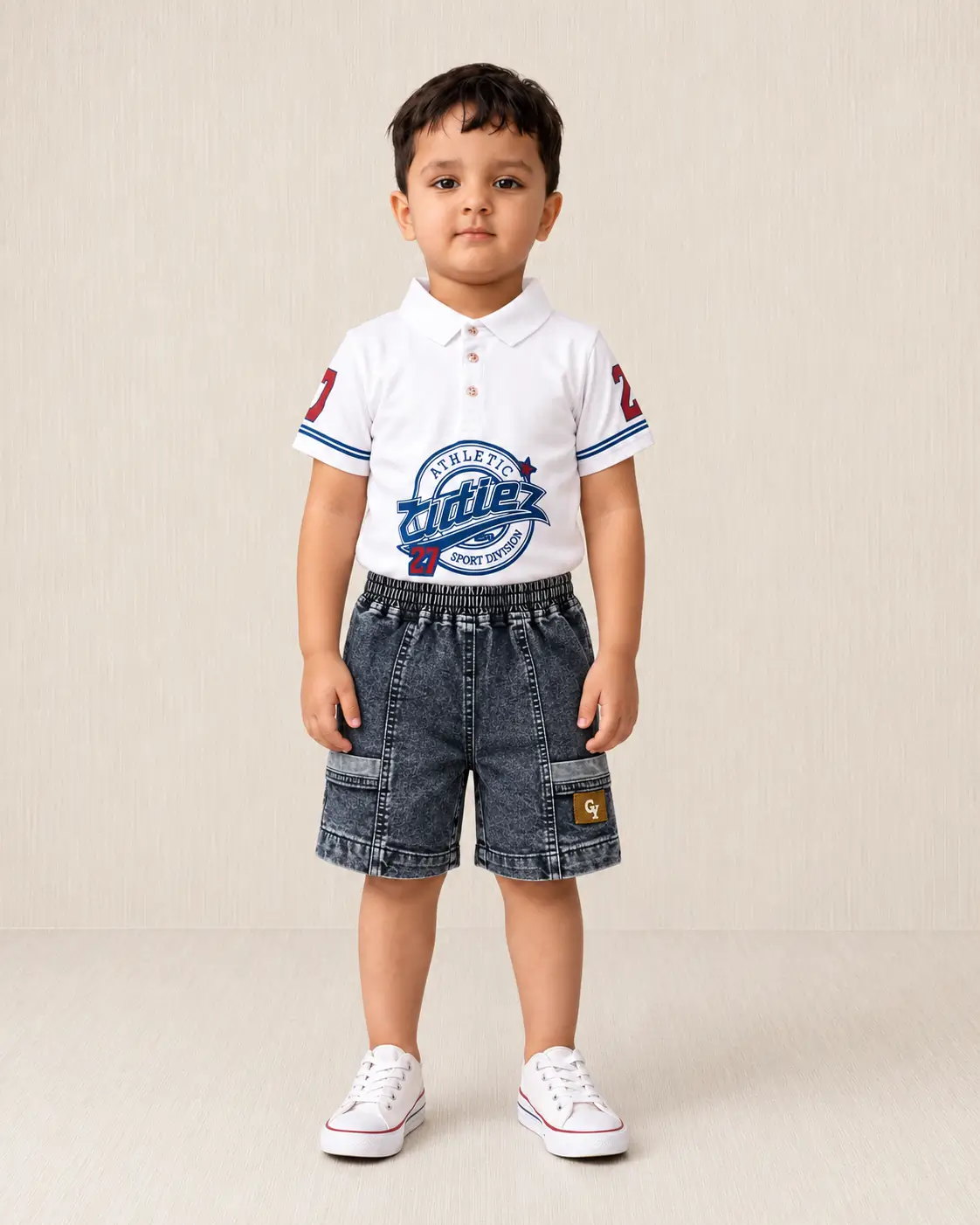 Boys' Acid Wash Denim Cargo Shorts